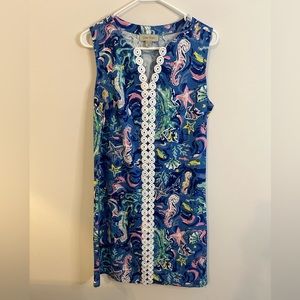 Charlie Paige Preppy Deep Ocean Print Shift Dress Women’s Size Medium